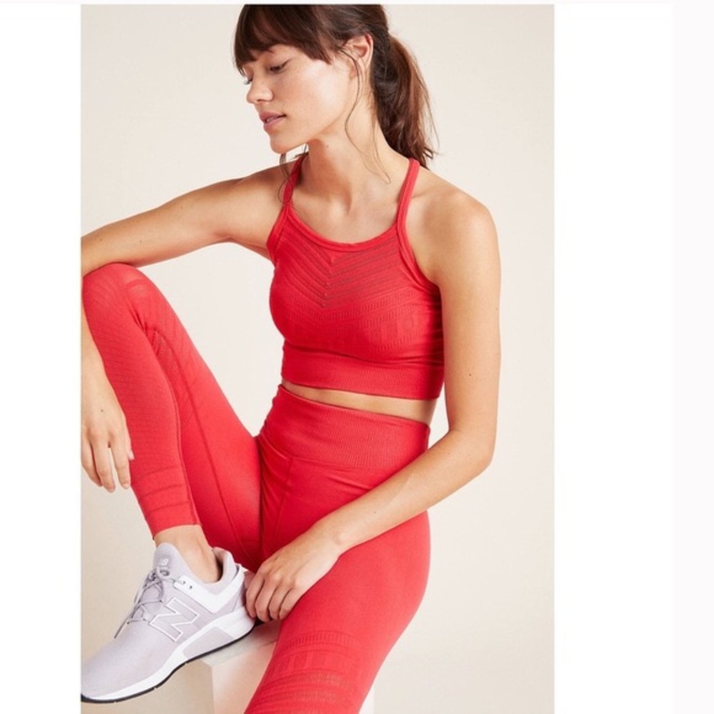 FREE PEOPLE GONE ADRIFT LEGGINGS IN STRAWBERRY - Picture 8 of 10